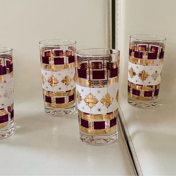 Gold Mid century  Gold and Purple glasses of 4 - Picture 9 of 9